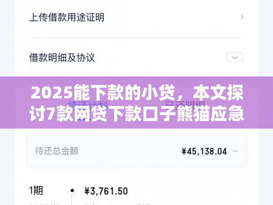 2025能下款的小贷，本文探讨7款网贷下款口子熊猫应急