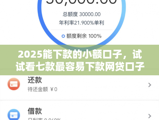 2025能下款的小额口子，试试看七款最容易下款网贷口子