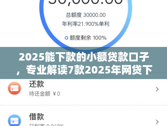 2025能下款的小额贷款口子，专业解读7款2025年网贷下款口子