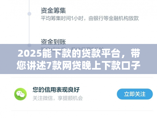 2025能下款的贷款平台，带您讲述7款网贷晚上下款口子