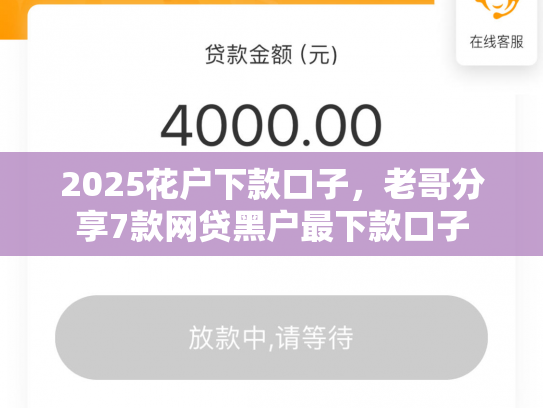 2025花户下款口子，老哥分享7款网贷黑户最下款口子