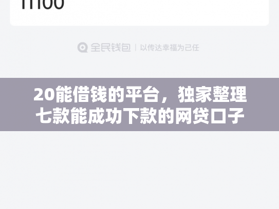 20能借钱的平台，独家整理七款能成功下款的网贷口子