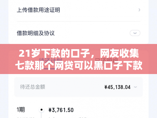 21岁下款的口子，网友收集七款那个网贷可以黑口子下款