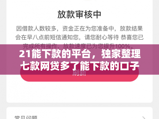 21能下款的平台，独家整理七款网贷多了能下款的口子