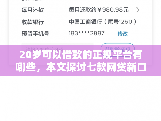 20岁可以借款的正规平台有哪些，本文探讨七款网贷新口子秒下款吗