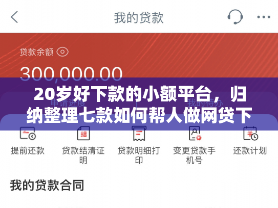 20岁好下款的小额平台，归纳整理七款如何帮人做网贷下款口子