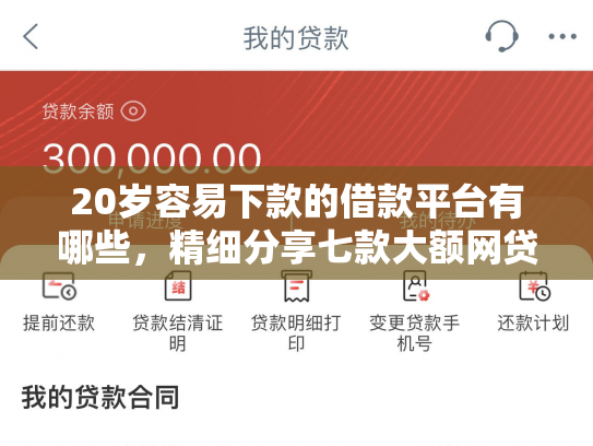20岁容易下款的借款平台有哪些，精细分享七款大额网贷口子容易下款的