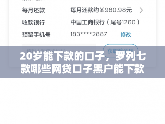 20岁能下款的口子，罗列七款哪些网贷口子黑户能下款