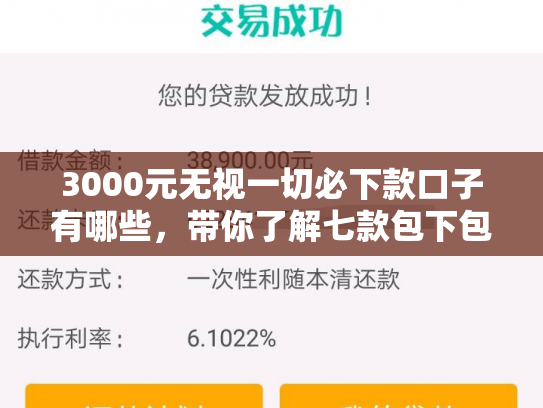 3000元无视一切必下款口子有哪些，带你了解七款包下包下款的网贷口子