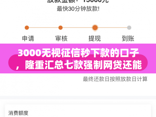 3000无视征信秒下款的口子，隆重汇总七款强制网贷还能下款的口子