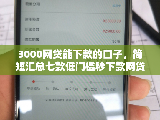 3000网贷能下款的口子，简短汇总七款低门槛秒下款网贷口子
