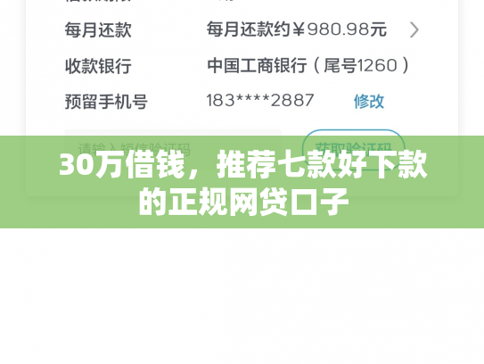30万借钱，推荐七款好下款的正规网贷口子