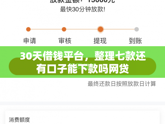 30天借钱平台，整理七款还有口子能下款吗网贷