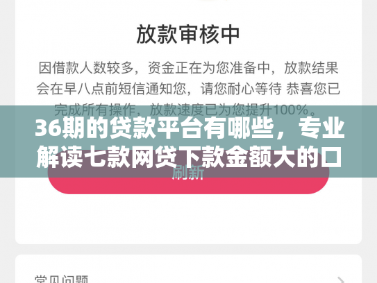 36期的贷款平台有哪些，专业解读七款网贷下款金额大的口子