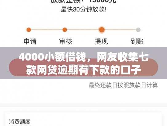 4000小额借钱，网友收集七款网贷逾期有下款的口子