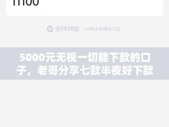 5000元无视一切能下款的口子，老哥分享七款半夜好下款的网贷口子