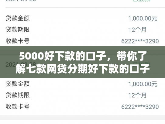 5000好下款的口子，带你了解七款网贷分期好下款的口子