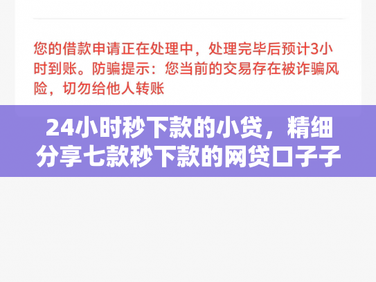 24小时秒下款的小贷，精细分享七款秒下款的网贷口子子