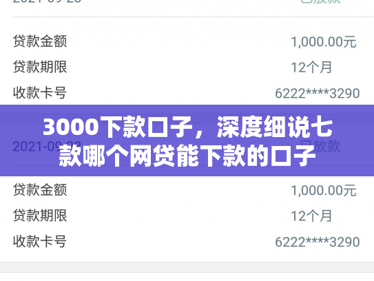 3000下款口子，深度细说七款哪个网贷能下款的口子