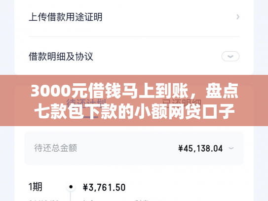 3000元借钱马上到账，盘点七款包下款的小额网贷口子