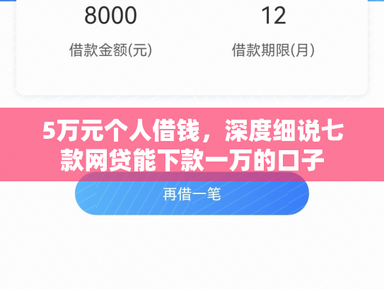 5万元个人借钱，深度细说七款网贷能下款一万的口子
