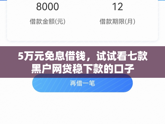 5万元免息借钱，试试看七款黑户网贷稳下款的口子