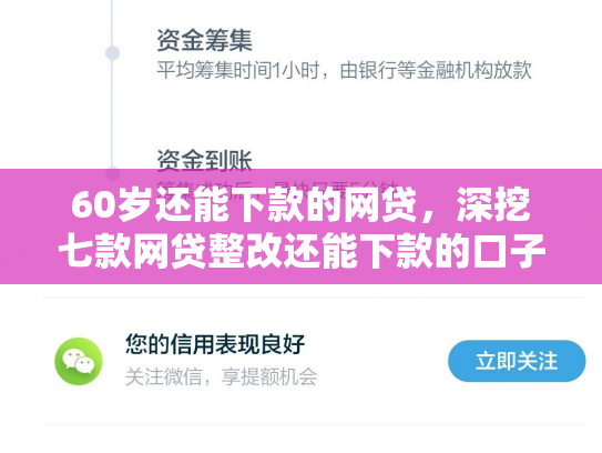 60岁还能下款的网贷，深挖七款网贷整改还能下款的口子