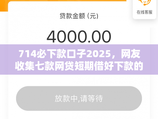 714必下款口子2025，网友收集七款网贷短期借好下款的口子