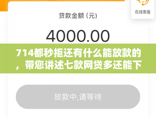 714都秒拒还有什么能放款的，带您讲述七款网贷多还能下款的口子