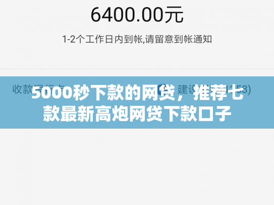 5000秒下款的网贷，推荐七款最新高炮网贷下款口子