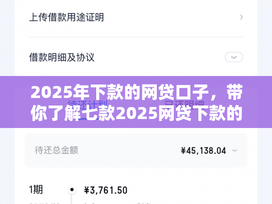 2025年下款的网贷口子，带你了解七款2025网贷下款的口子
