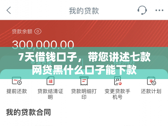 7天借钱口子，带您讲述七款网贷黑什么口子能下款