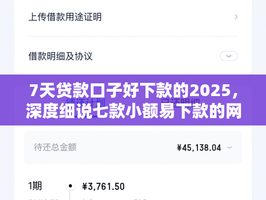 7天贷款口子好下款的2025，深度细说七款小额易下款的网贷口子