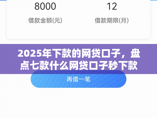 2025年下款的网贷口子，盘点七款什么网贷口子秒下款