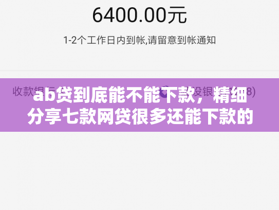 ab贷到底能不能下款，精细分享七款网贷很多还能下款的口子