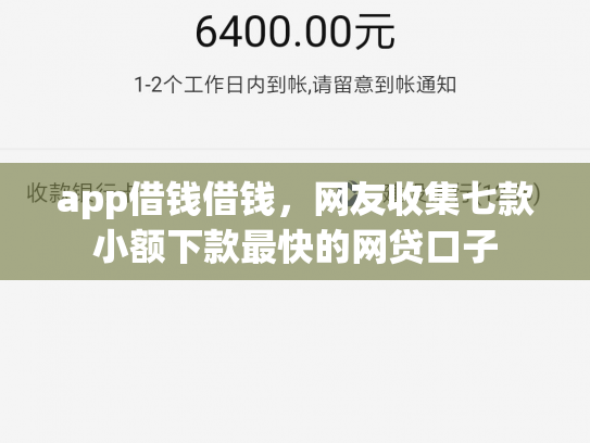 app借钱借钱，网友收集七款小额下款最快的网贷口子