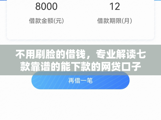 不用刷脸的借钱，专业解读七款靠谱的能下款的网贷口子