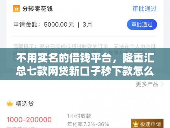 不用实名的借钱平台，隆重汇总七款网贷新口子秒下款怎么办