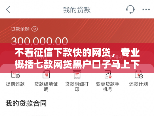 不看征信下款快的网贷，专业概括七款网贷黑户口子马上下款的