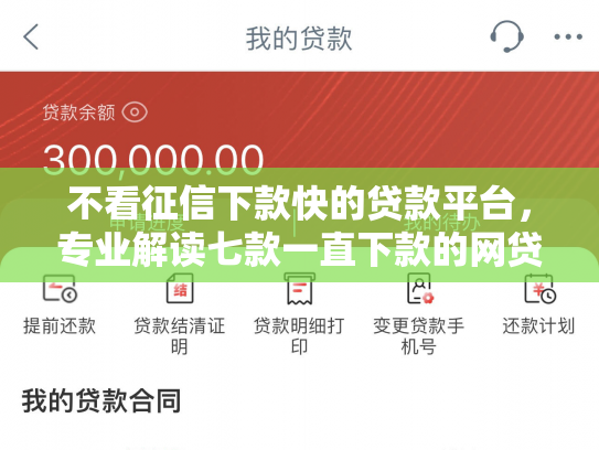 不看征信下款快的贷款平台，专业解读七款一直下款的网贷老口子