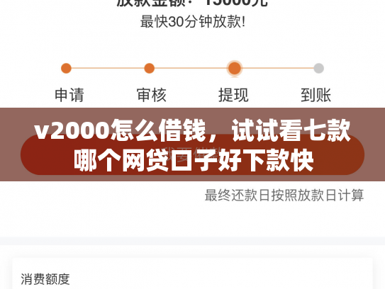 v2000怎么借钱，试试看七款哪个网贷口子好下款快