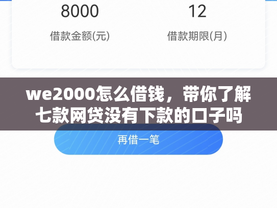 we2000怎么借钱，带你了解七款网贷没有下款的口子吗