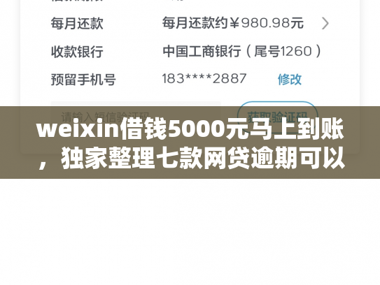 weixin借钱5000元马上到账，独家整理七款网贷逾期可以下款口子