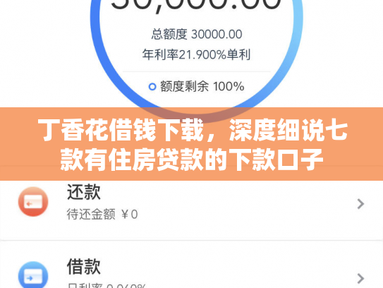 丁香花借钱下载，深度细说七款有住房贷款的下款口子