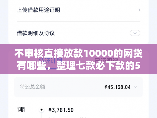 不审核直接放款10000的网贷有哪些，整理七款必下款的5天网贷口子