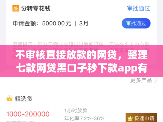 不审核直接放款的网贷，整理七款网贷黑口子秒下款app有哪些