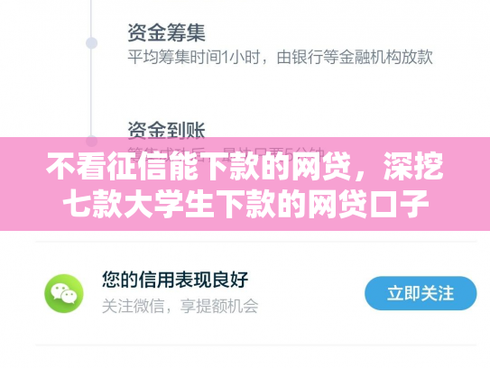 不看征信能下款的网贷，深挖七款大学生下款的网贷口子
