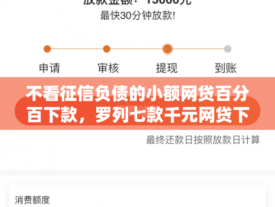 不看征信负债的小额网贷百分百下款，罗列七款千元网贷下款最快的口子