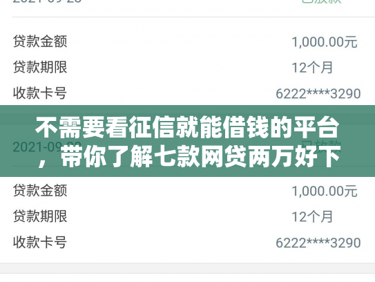 不需要看征信就能借钱的平台，带你了解七款网贷两万好下款的口子