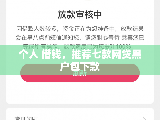 个人 借钱，推荐七款网贷黑户包下款